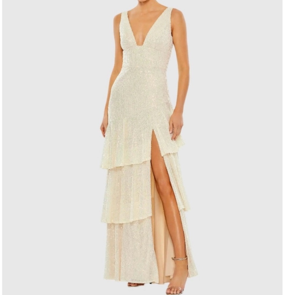 NWT  Ieena for Mac Duggal 27046 Sequin Maxi Gown Dress Sz 4 reg $298